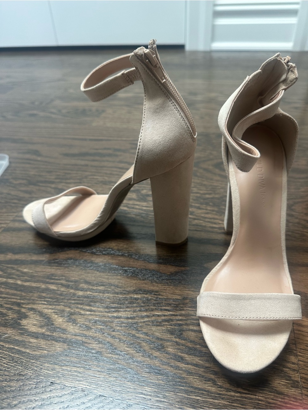 Wild Diva Blush Ankle Strap Block Heels